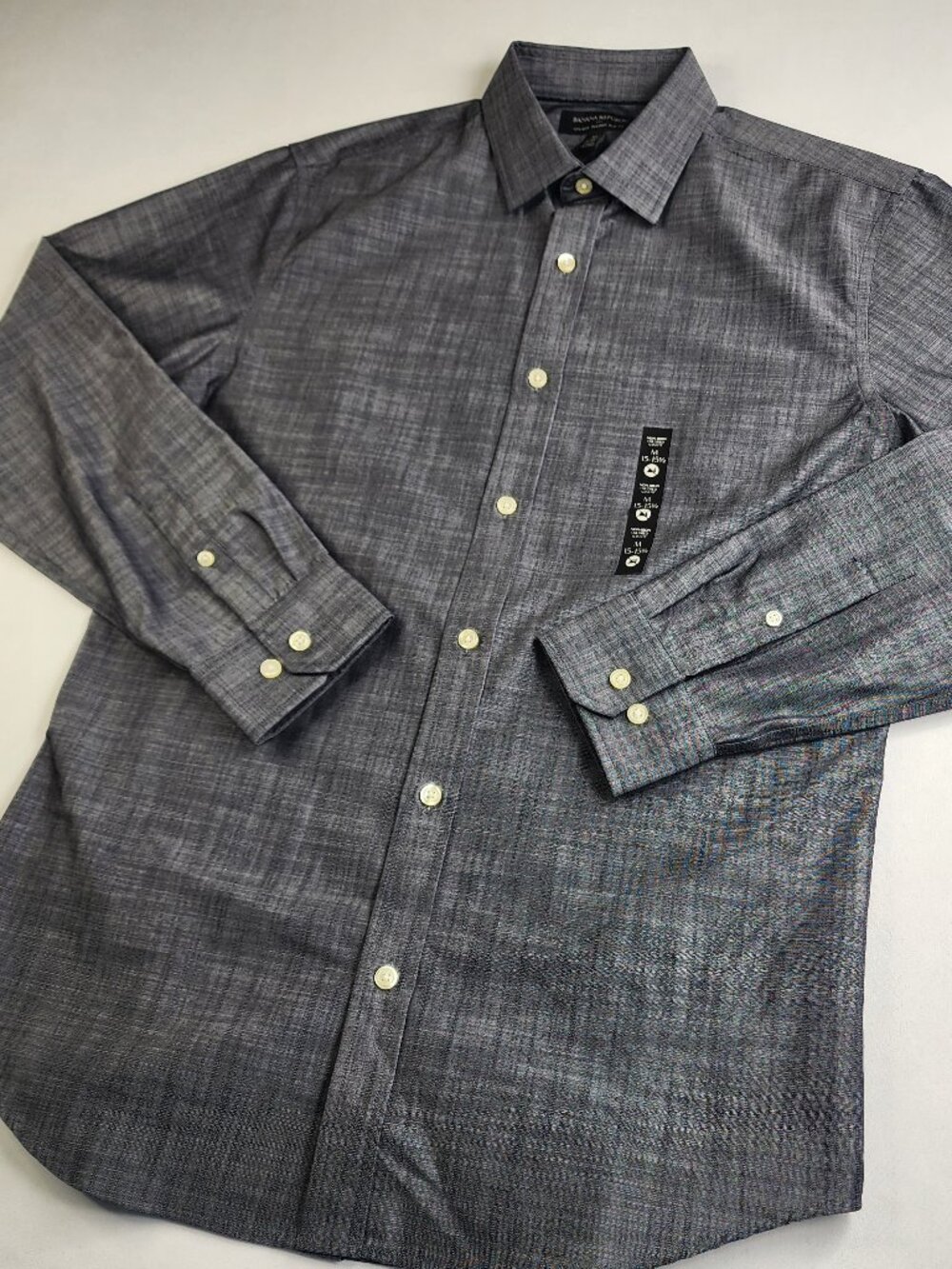 NWT Banana Republic Men's M Medium Gray Long Sleeve Tailored Slim Button Up Soft